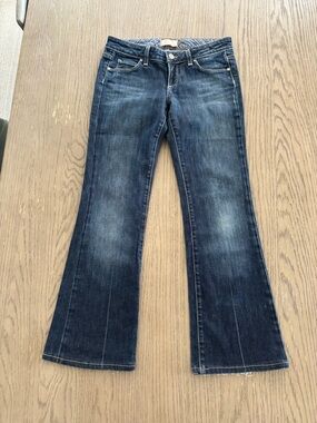 Vintage Paige Ultra Low Rise Dark Blue Bootcut Jeans